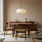 Fabric pendant light modern silk shade for living and dining room, hardwired matte finish