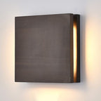 LED wall light Japanese wooden square rectangle rubberwood minimalist design