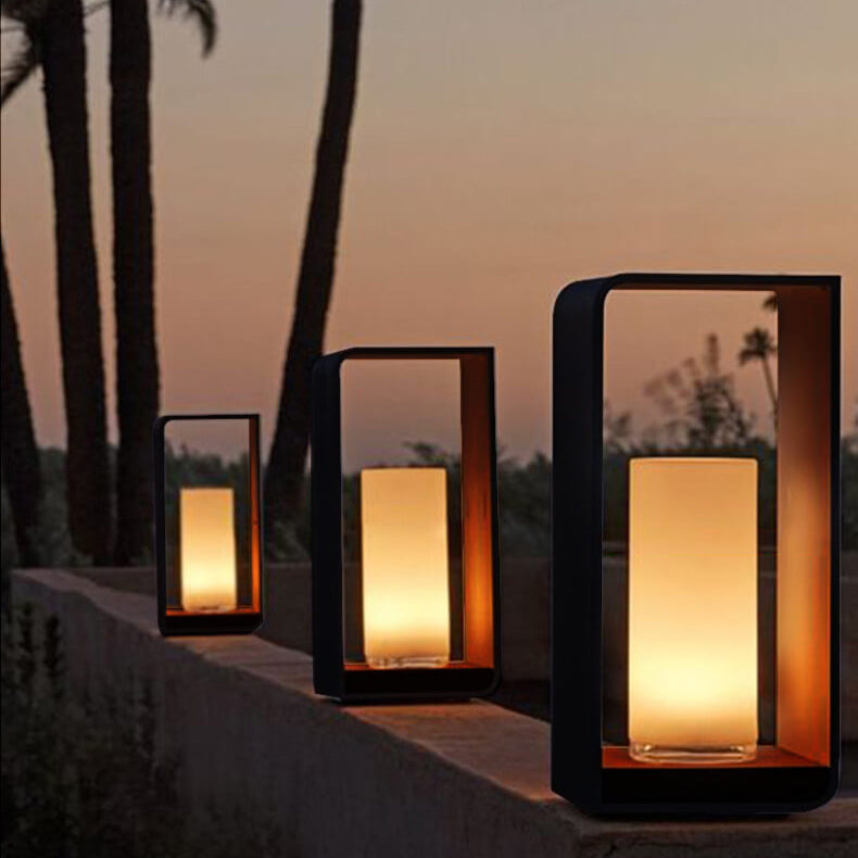 Solar garden lights LED bollard stainless steel black waterproof, 3 sizes