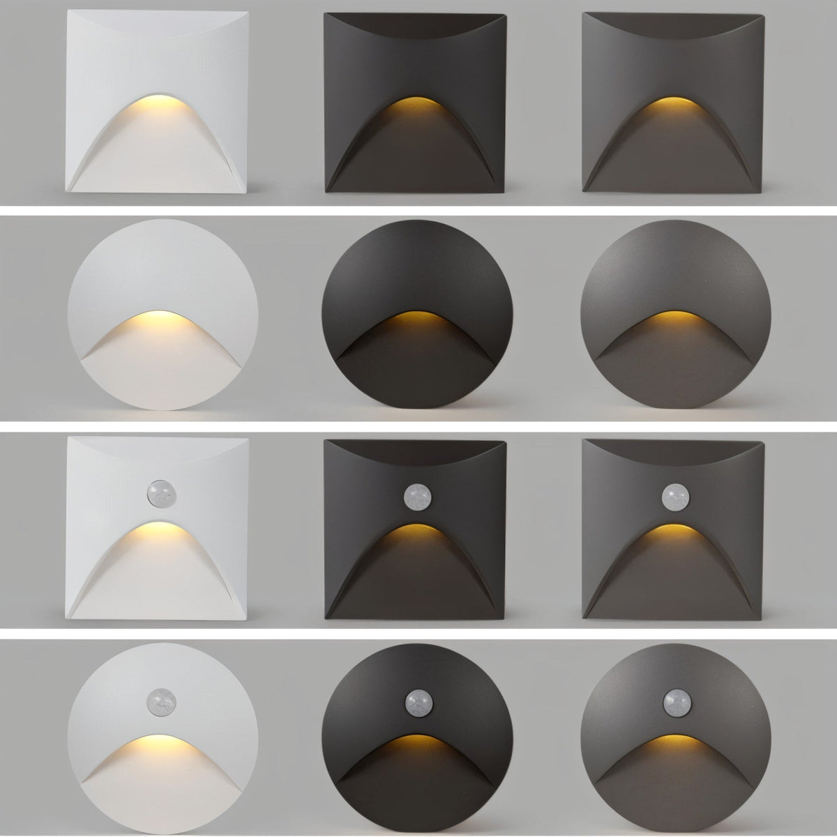 LED wall light with motion sensor for hallway, die-cast aluminum, black and white, 3W