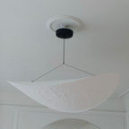 Fabric pendant light with stepless dimming and remote control, modern white shade
