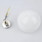 Modern glass wall light with warm LED glow, hardwired, matte glass finish for living room and bedroom