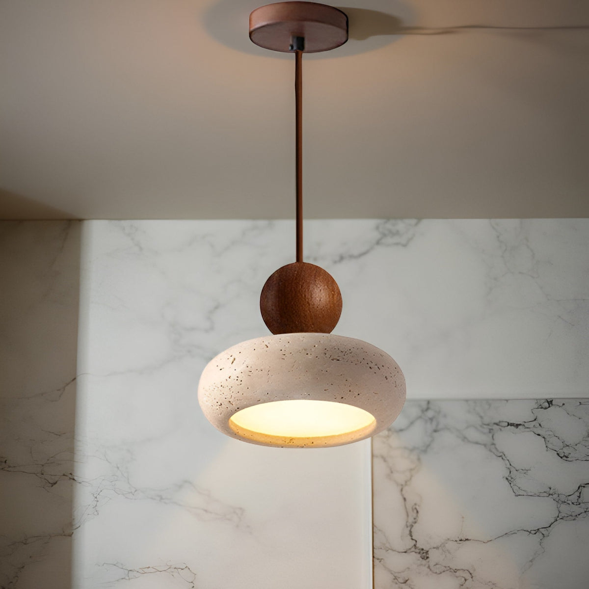 Pendant Light | Wood and Concrete Effect, Warm White LED