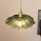 Glass pendant light bohemian warm LED glow, copper and glass shade