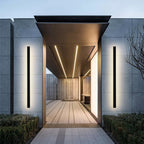 Linear LED outdoor wall lamp black IP65, minimalist design for garden and corridor