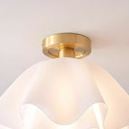 Semi-flush ceiling light copper modern dimmable, low-profile round design for living room