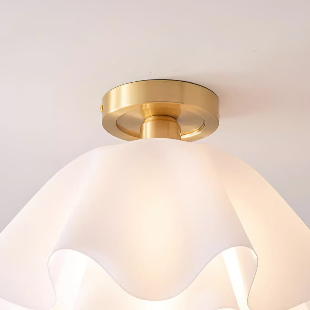 Semi-flush ceiling light copper modern dimmable, low-profile round design for living room