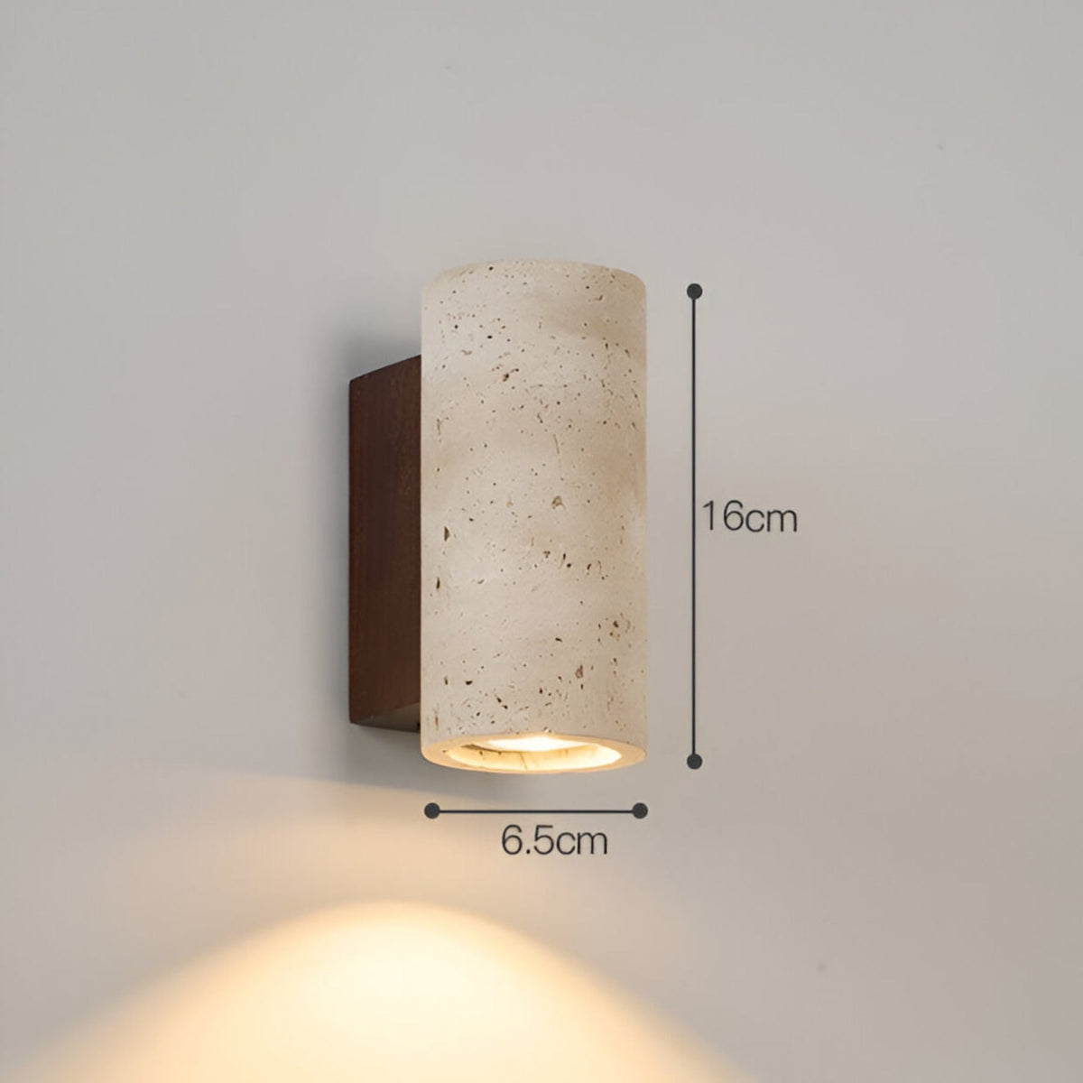 Travertine Wall Light | Warm LED, Natural Stone & Wood | 3 Sizes