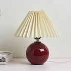 Ceramic table lamp vintage plug-in design with pleated cone shade, minimalist