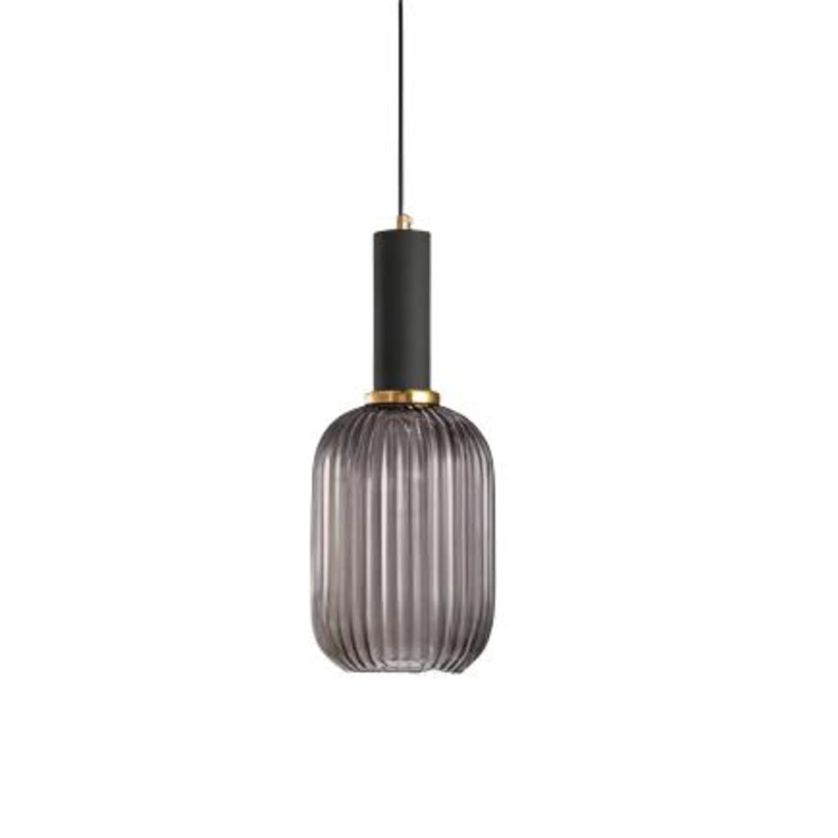 Glass pendant light modern warm white LED hardwired, cylindrical bottle drum shade