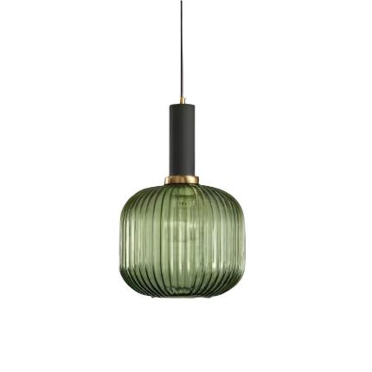 Glass pendant light modern warm white LED hardwired, cylindrical bottle drum shade