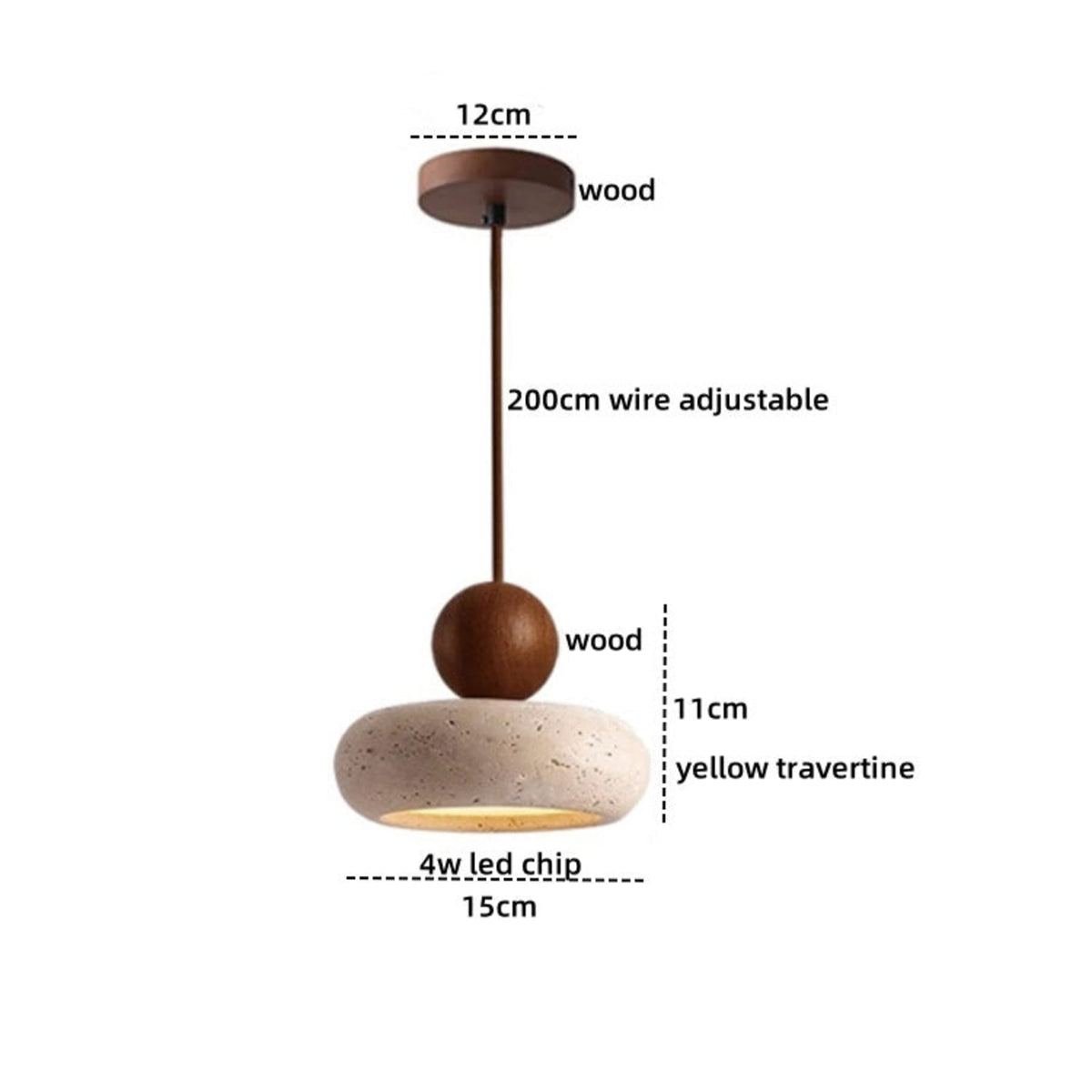 Pendant Light | Wood and Concrete Effect, Warm White LED