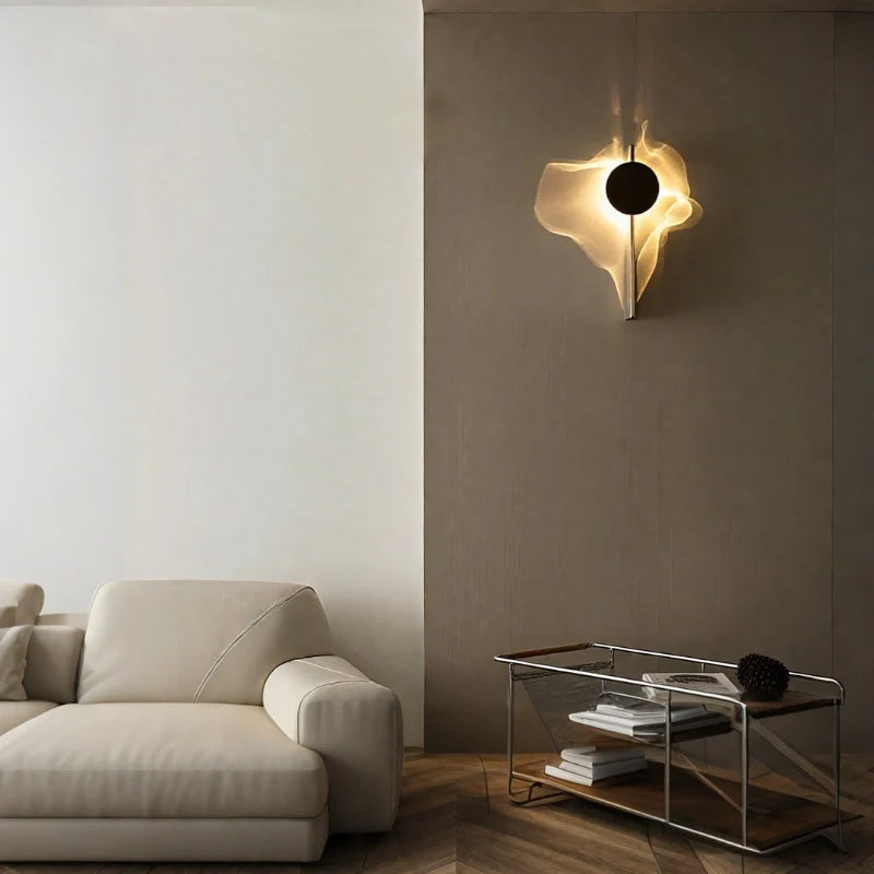 Wall sconce with ripple light effect, 180° rotatable, aluminum warm white, modern minimalist