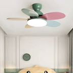 DC ceiling fan with LED light petal-shaped acrylic 6-blade Nordic design
