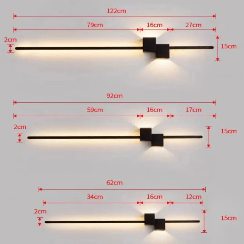 Wall Light LED Minimalist | Metal, Indirect Lighting | 62cm, 92cm, 122cm
