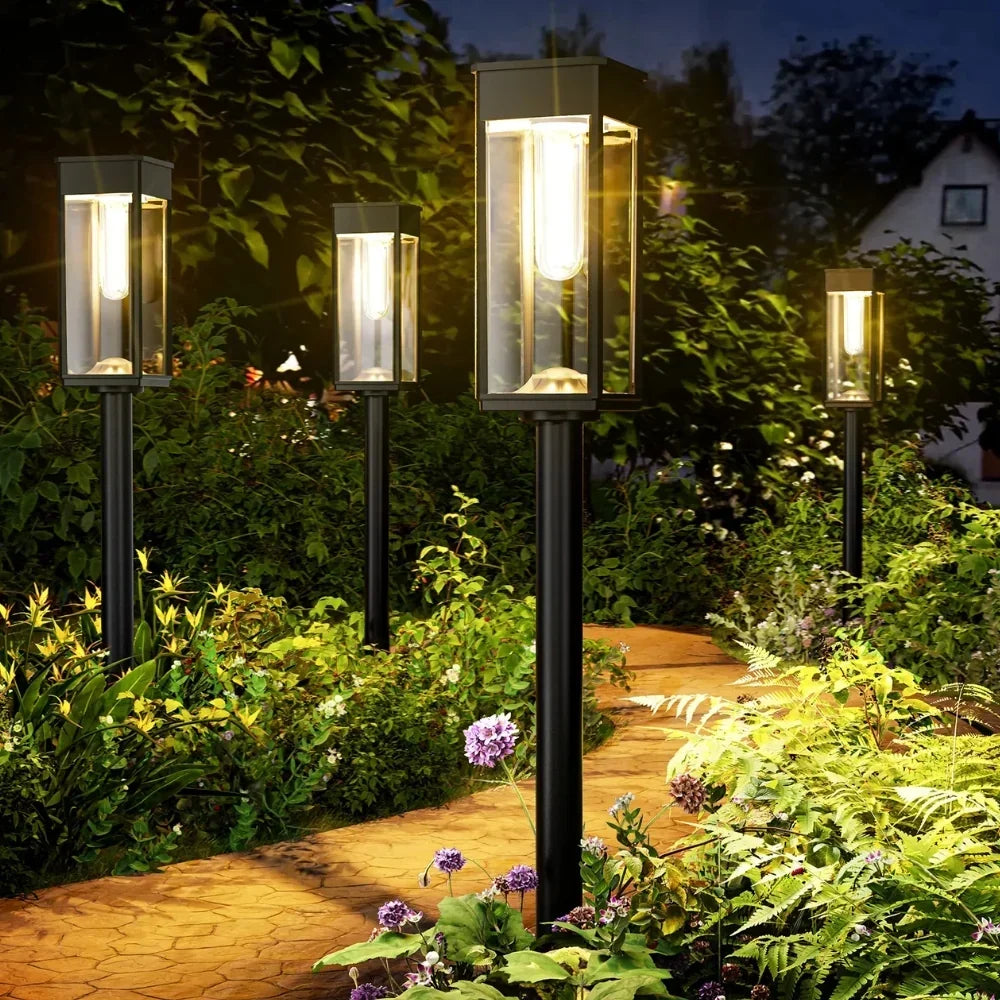 Solar garden lights waterproof pathway stake lights warm white outdoor