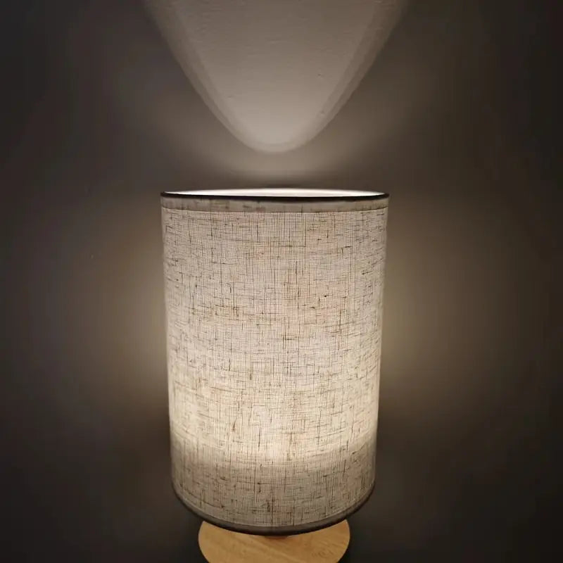 Minimalist Japanese LED Table Lamp - Wooden Base - Fabric Shade
