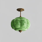 Semi-flush ceiling light wrought iron and glass with tri-color LED, traditional style