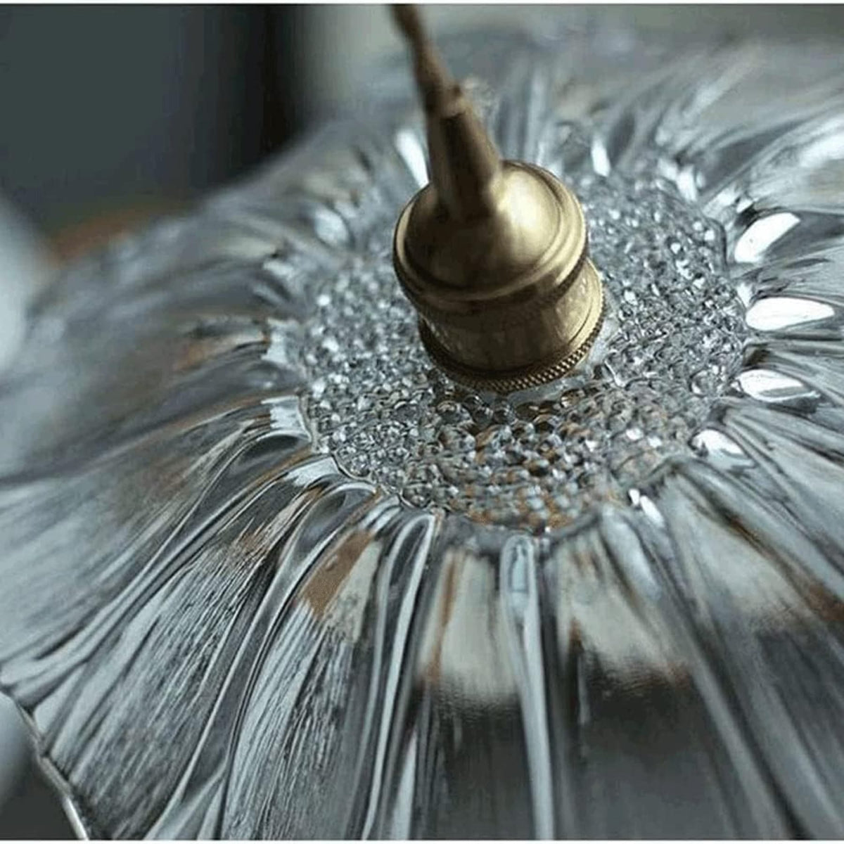 Glass pendant light bohemian warm LED glow, copper and glass shade