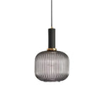 Glass pendant light modern warm white LED hardwired, cylindrical bottle drum shade