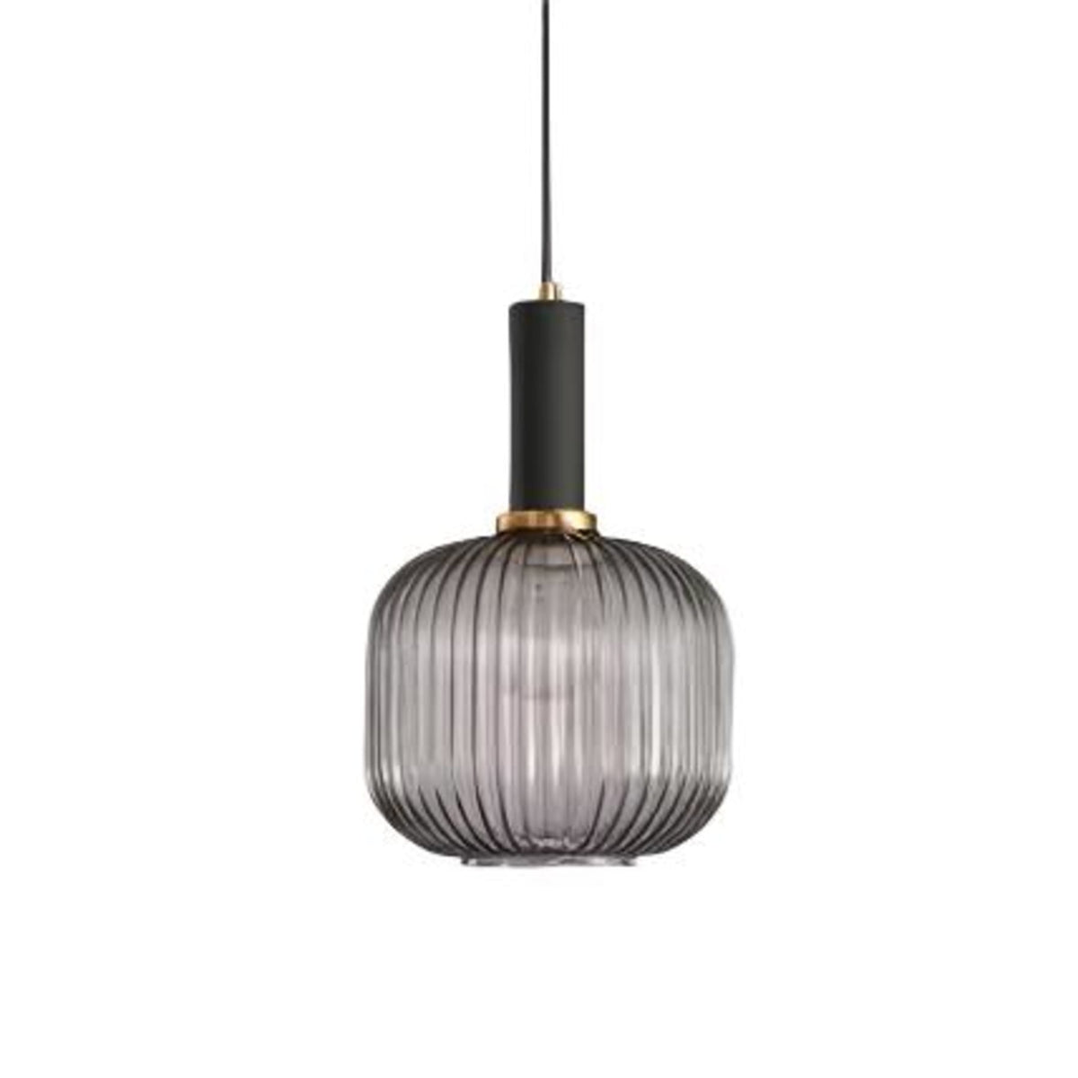 Glass pendant light modern warm white LED hardwired, cylindrical bottle drum shade