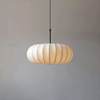 Fabric pendant light modern silk shade for living and dining room, hardwired matte finish