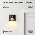 LED wall light with motion sensor for hallway, die-cast aluminum, black and white, 3W