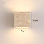 Travertine stone wall light square warm LED hardwired modern indoor sconce