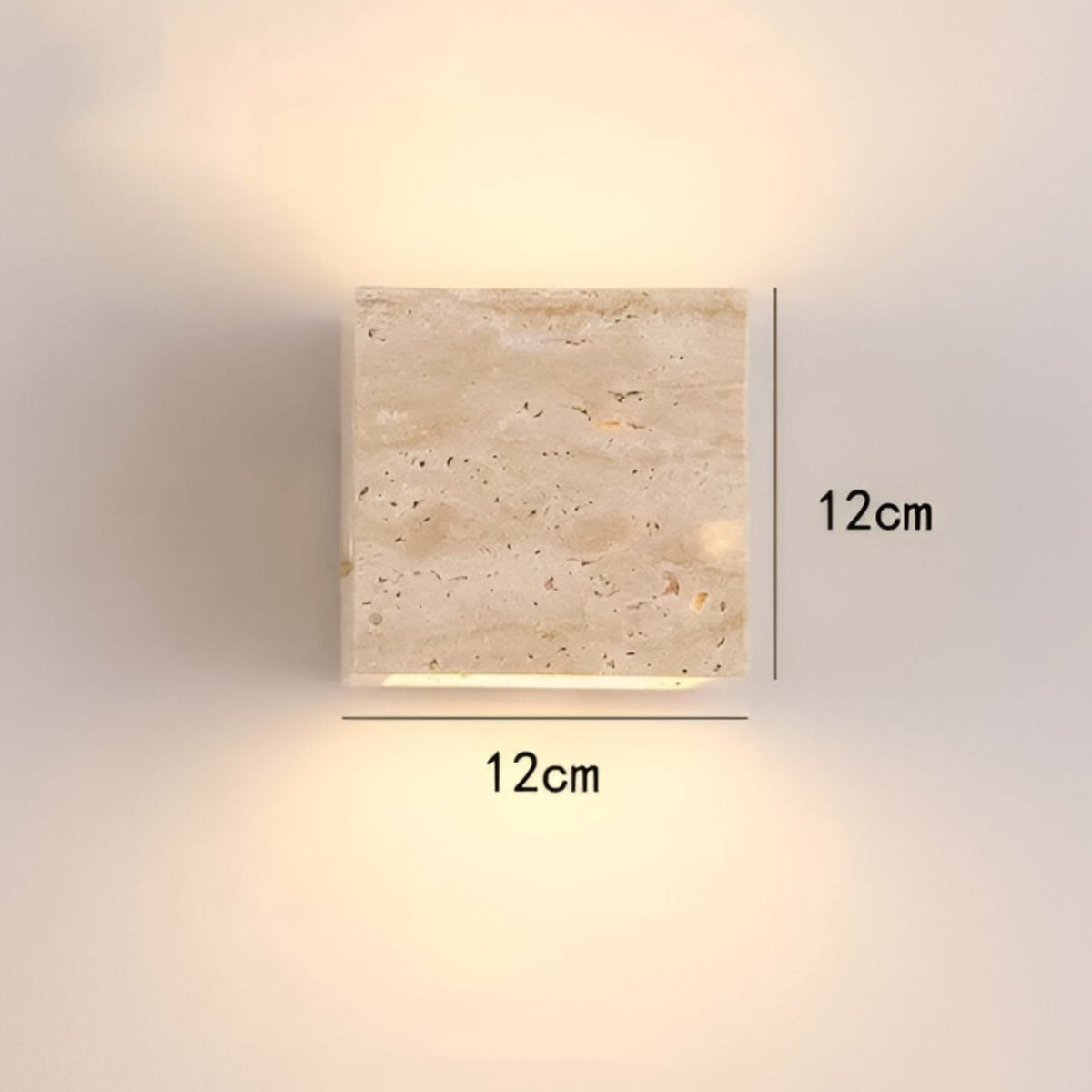 Travertine stone wall light square warm LED hardwired modern indoor sconce
