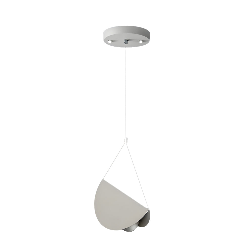 Minimalist white glider pendant lamp, folded metal crescent, 1/3/6-light modern ceiling light