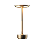 Cordless table lamp brass cone LED rechargeable, modern design