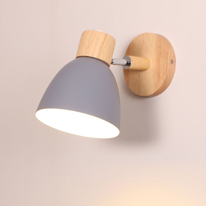 Nina | Wall Sconce | Modern Minimalist LED, Wooden Cone, 1-Light | Iron & Wood