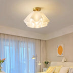 Semi-flush ceiling light copper modern dimmable, low-profile round design for living room