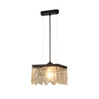 Dimmable Glass Chandelier | 3-Light Black Iron, Modern, Dining Room