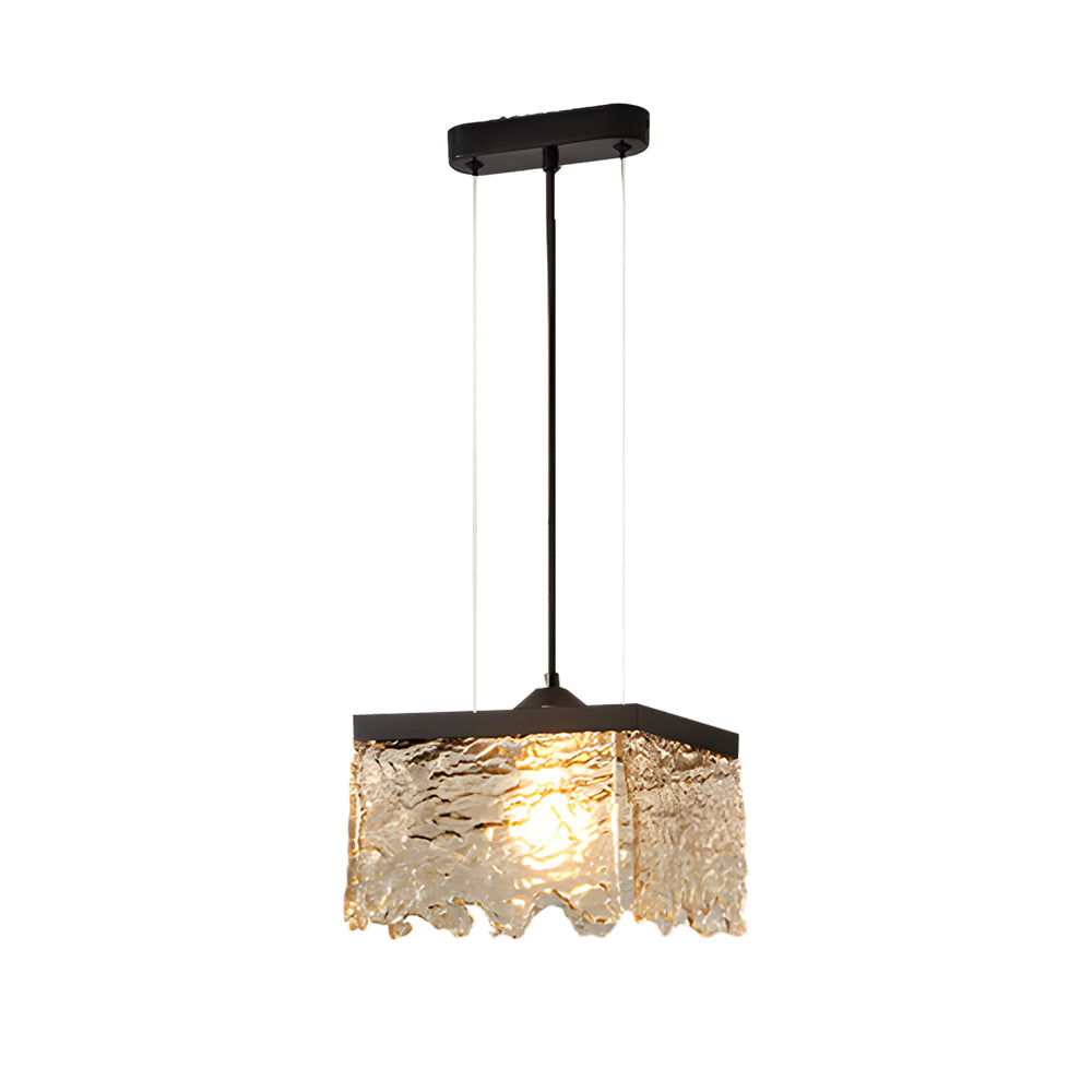 Dimmable Glass Chandelier | 3-Light Black Iron, Modern, Dining Room