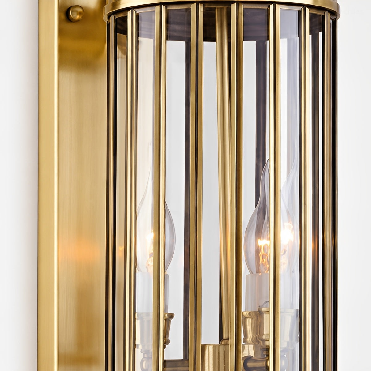 Linear outdoor wall light vintage mid-century IP65, copper and bronze finish, warm LED