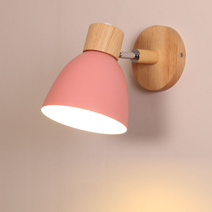 Nina | Wall Sconce | Modern Minimalist LED, Wooden Cone, 1-Light | Iron & Wood