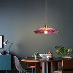 Glass pendant light bohemian warm LED glow, copper and glass shade