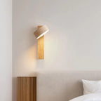 Wood wall light for living room with bulb included, modern natural matte finish
