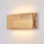 LED wall light Japanese wooden square rectangle rubberwood minimalist design