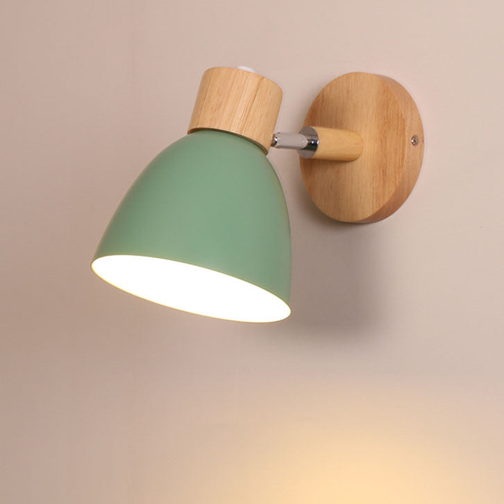 Nina | Wall Sconce | Modern Minimalist LED, Wooden Cone, 1-Light | Iron & Wood