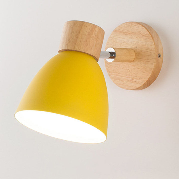 Nina | Wall Sconce | Modern Minimalist LED, Wooden Cone, 1-Light | Iron & Wood