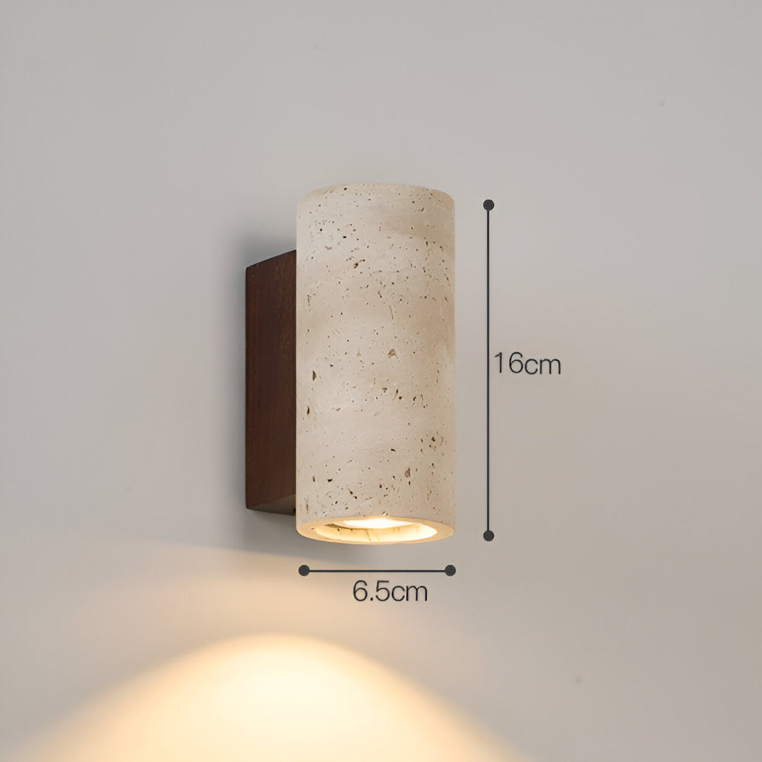 Wall light travertine stone with up and down glow, hardwired