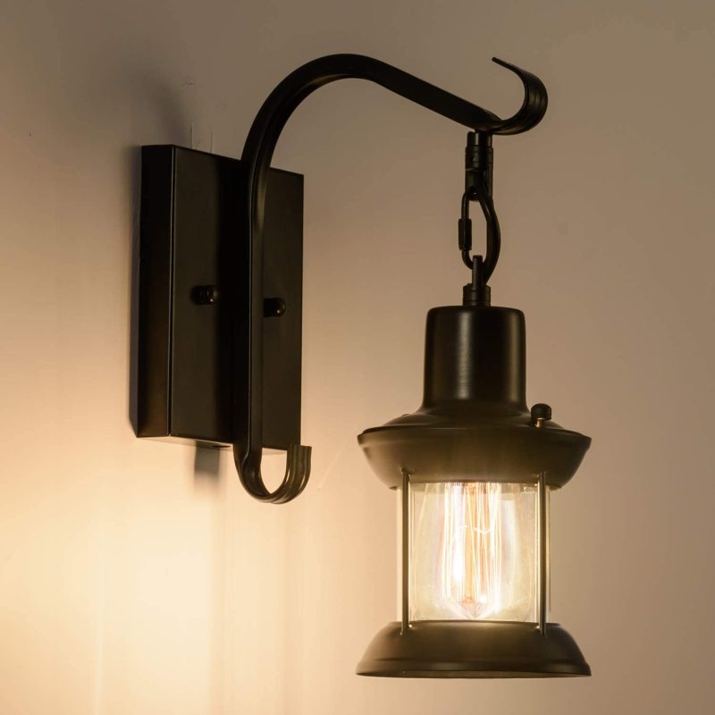 Industrial retro indoor wall lamp with metal body, E27 base, black and bronze finish