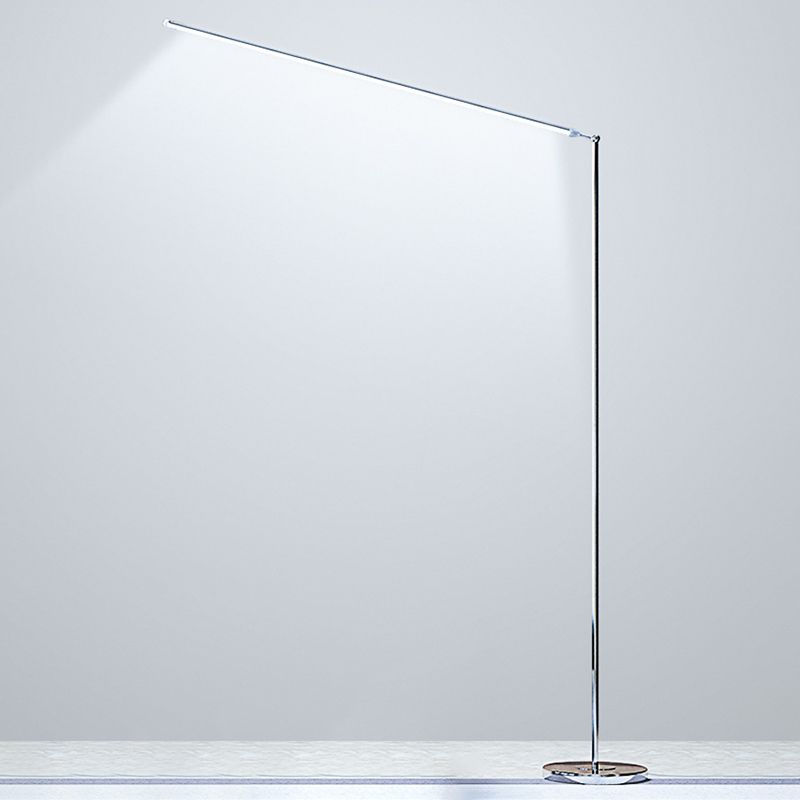 Minimalist linear LED floor lamp in metal and acrylic, modern streamline design, 2 colour options