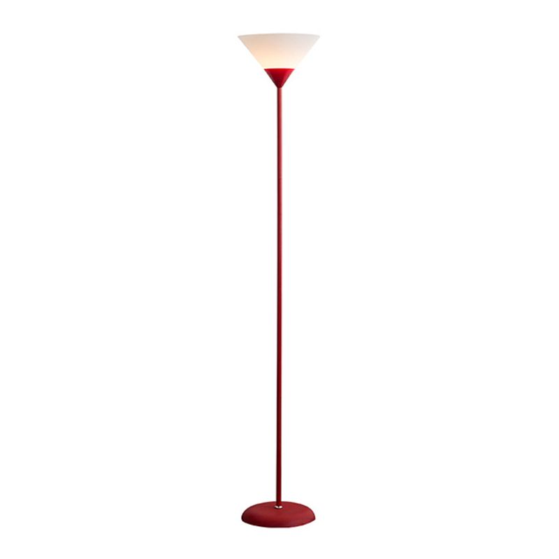 Floor lamp with cup-shaped acrylic shade and metal pole, minimalist multi-colour design