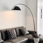Black metal fishing rod arc floor lamp, modern standing light for living room