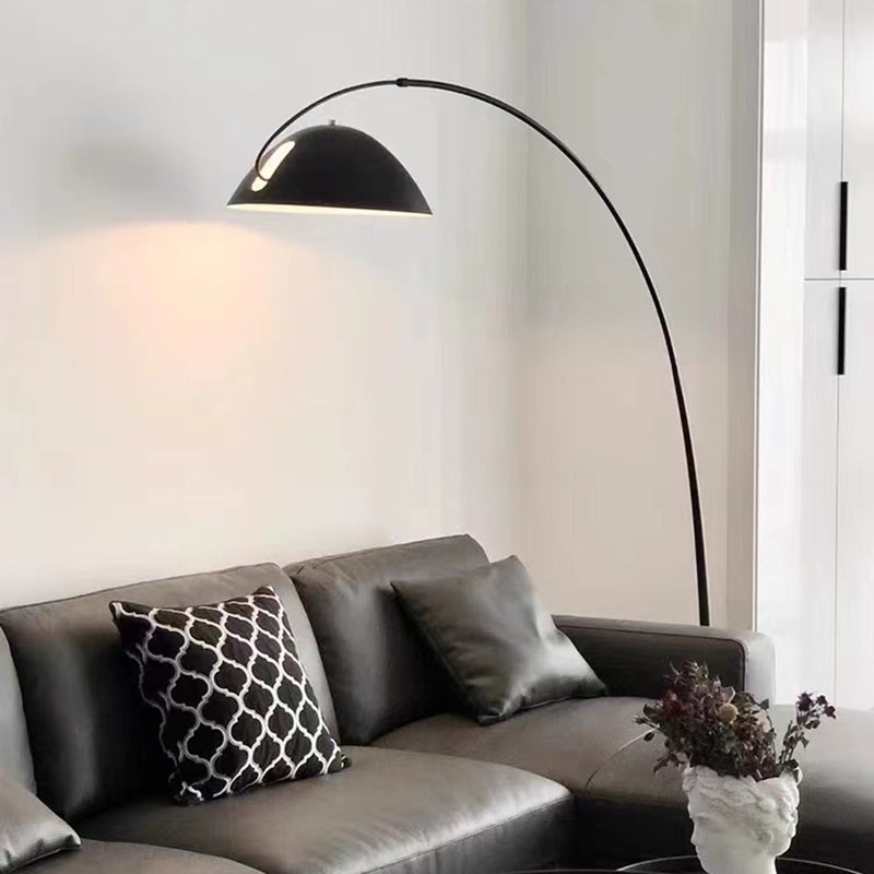 Black metal fishing rod arc floor lamp, modern standing light for living room