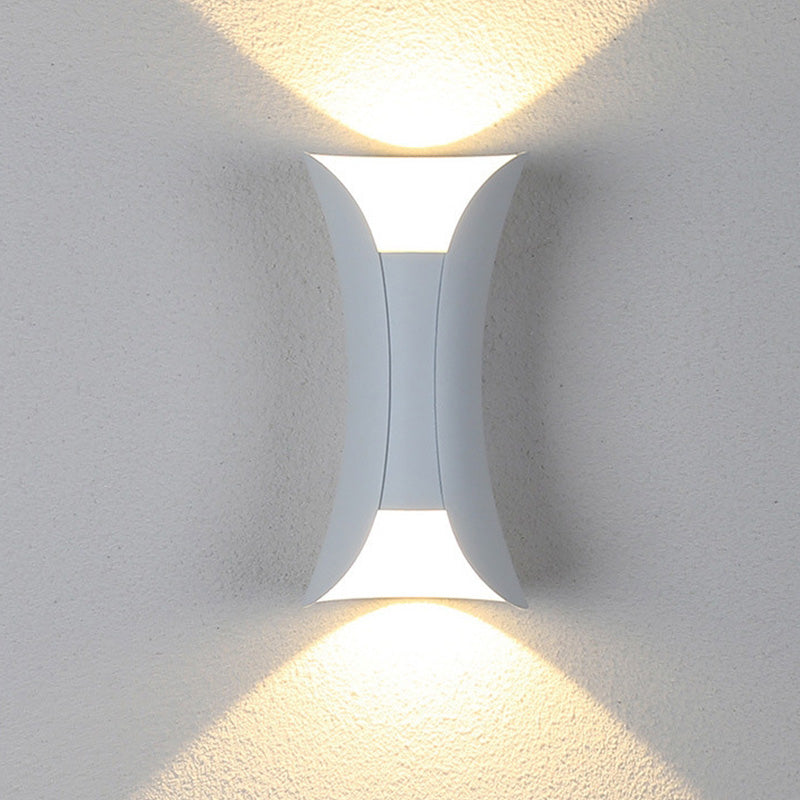 Outdoor LED wall light IP65 waterproof, curved metal and acrylic, garden and corridor