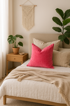 Flamingo Pink Velvet - Cushion Cover Decorative Throw Pillow